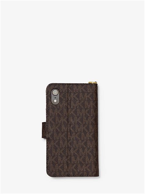 michael kors logo stripe wristlet folio case for iphone xr